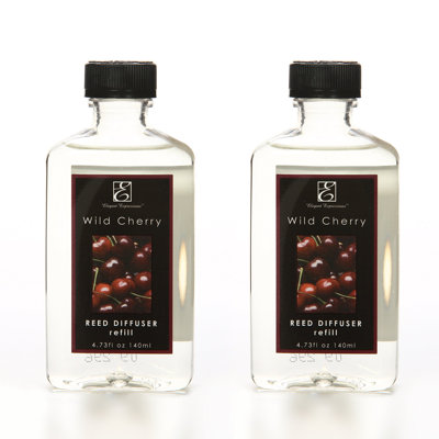 Hosley Wild Cherry Scent Reed Diffuser Refill Oil, Set of 2 (140 ml Each), Long-Lasting Home Fragrance Refill for Aromatherapy, Living Room, Bathroom & Office