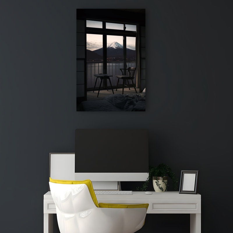 Serene Fuji Window View Abstract Contemporary Wall Art Print, 45.72cm H x 30.48cm W