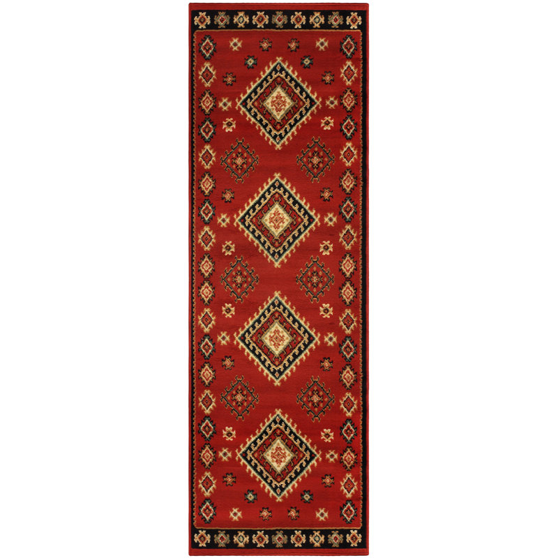 Padillo Geometric Area Rug, Rectangle 3' x 5', Red