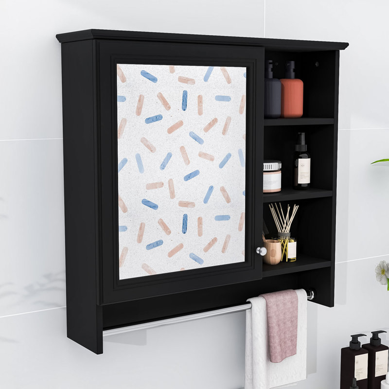 Modern Wall-Mount Mirror Cabinet with Adjustable Storage, Black