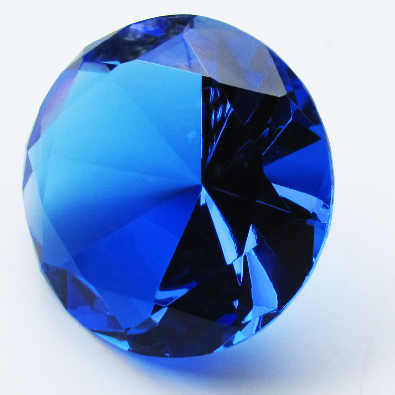 Poids de papier diamant à facettes de cristal à facettes géant Dana, Bleu