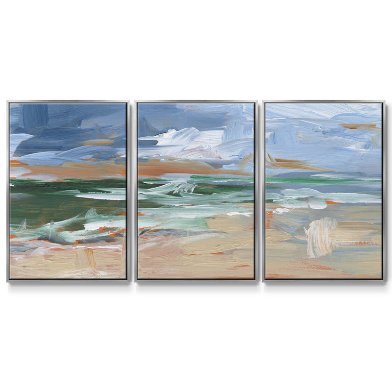 Painter's Composition Study II, encadré sur toile, 3 pièces, H 24 po x l 48 po x P 2 po, Encadrement argenté