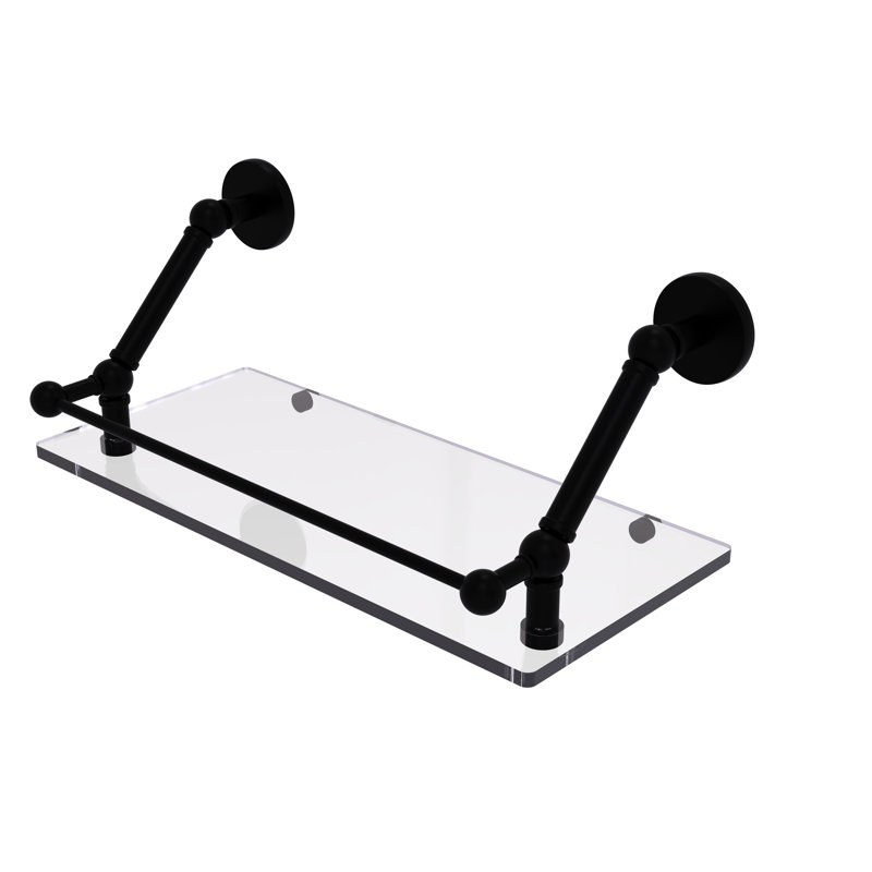 Tablette flottante Dalston avec barre de galerie, Noir mat, H 8 po x l 18 po x P 8,6 po