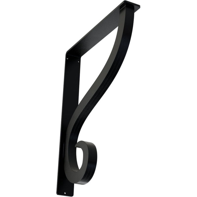 2"W x 12"D x 15"H Ashford Triple, Wrought Iron Bracket, (Triple center brace), Powder Coated Black, 15" H x 2" W x 12" D