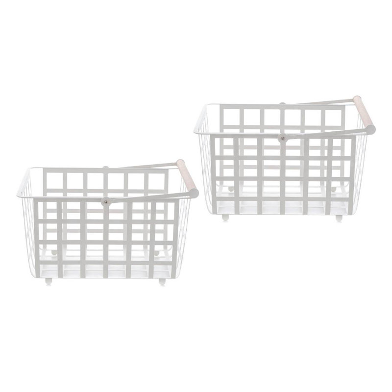 Don Hierro Metall 2 Piece General Basket Set, White