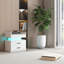 Table de chevet Glam à DEL, 2 tiroirs à devant scintillant, bois massif et lumières DEL, lueur de chambre à coucher moderne-2069358289