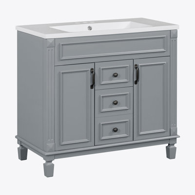 Meuble-lavabo moderne 36 po avec lavabo supérieur