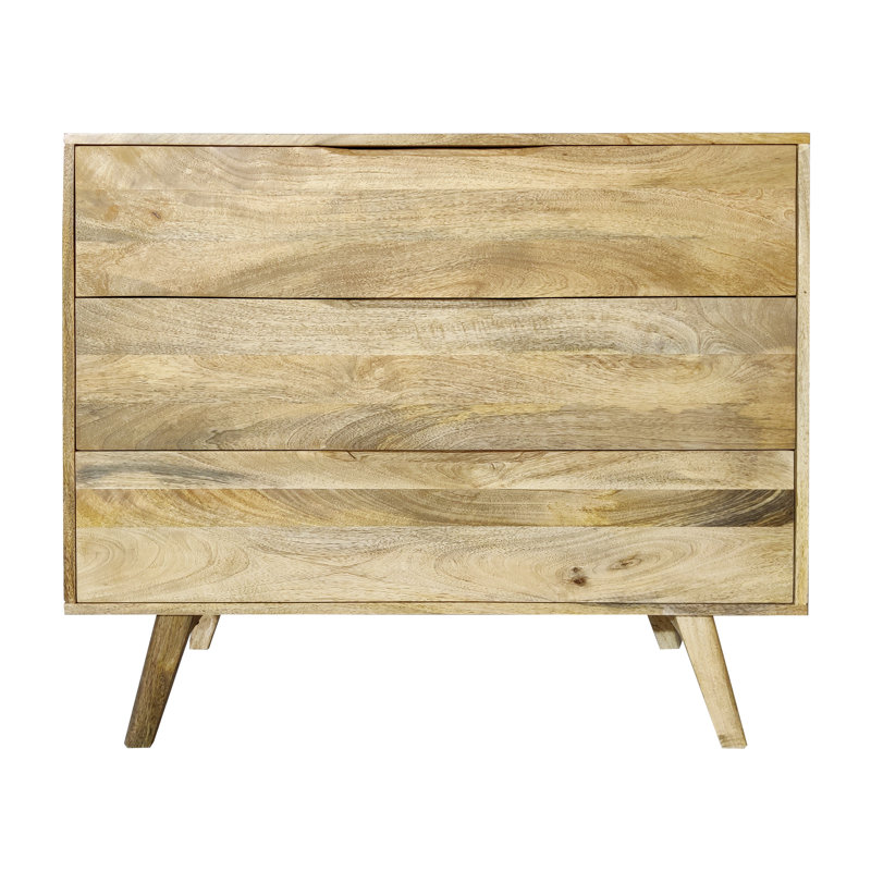 Crowell Solid Wood 95cm W 3 - Drawer Chest of Drawers, Natural