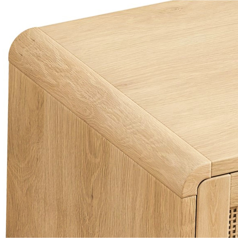 Armoire d'angle en forme d'arc - 6 tiroirs, espace de rangement naturel suffisant, Natural