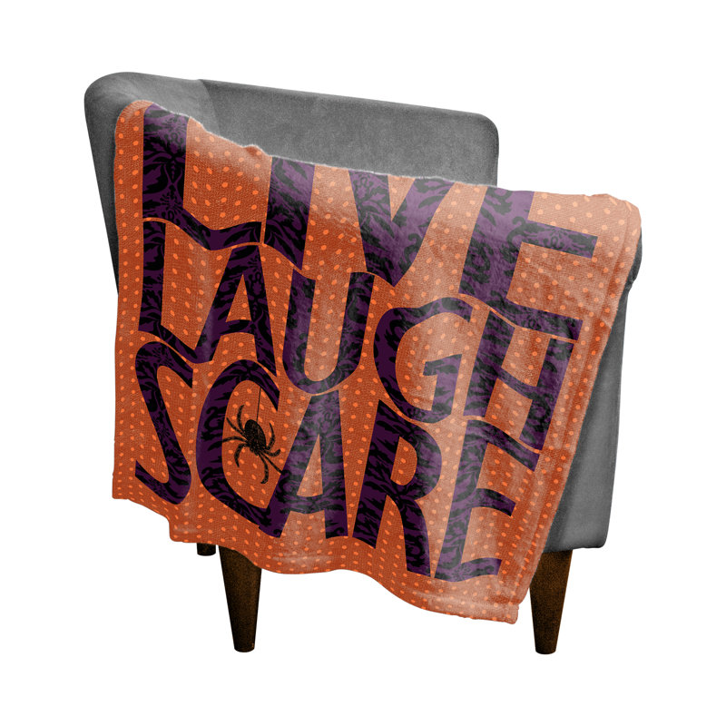 Live Laugh Scare Hand Woven Throw Blanket, 50" W x 60" L