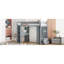 Lit mezzanine simple avec tablettes, bureau, tablettes gris