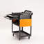 Chariot à outils roulant robuste avec 2 tiroirs, armoire de rangement utilitaire en acier à 5 niveaux, coffre à outils mobile avec roues verrouillables pour garage ou atelier, noir et orange