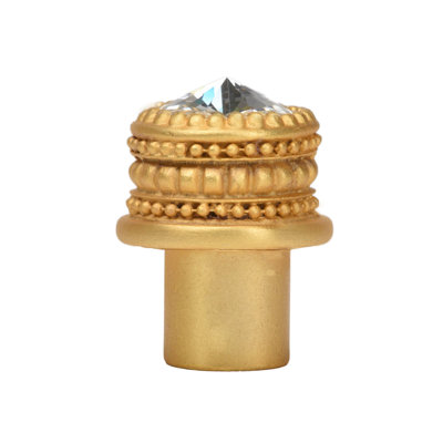 Caché medium round knob with an 16mm rivoli Swarovski Clear Crystalin Antique Brass