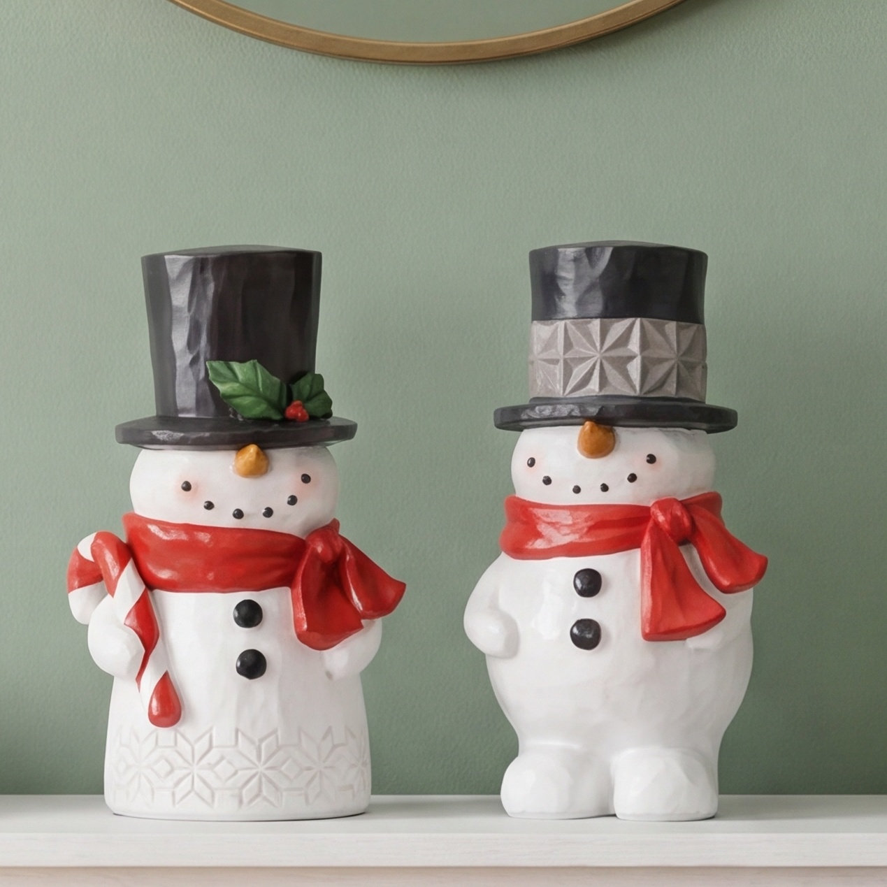 2-Piece Winter Snowman Figurine Set