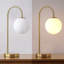 Lampe de table Halona 18,25 po de style Mid-Century arqué en métal / verre avec abat-jour sphérique givré Halona-2097685252