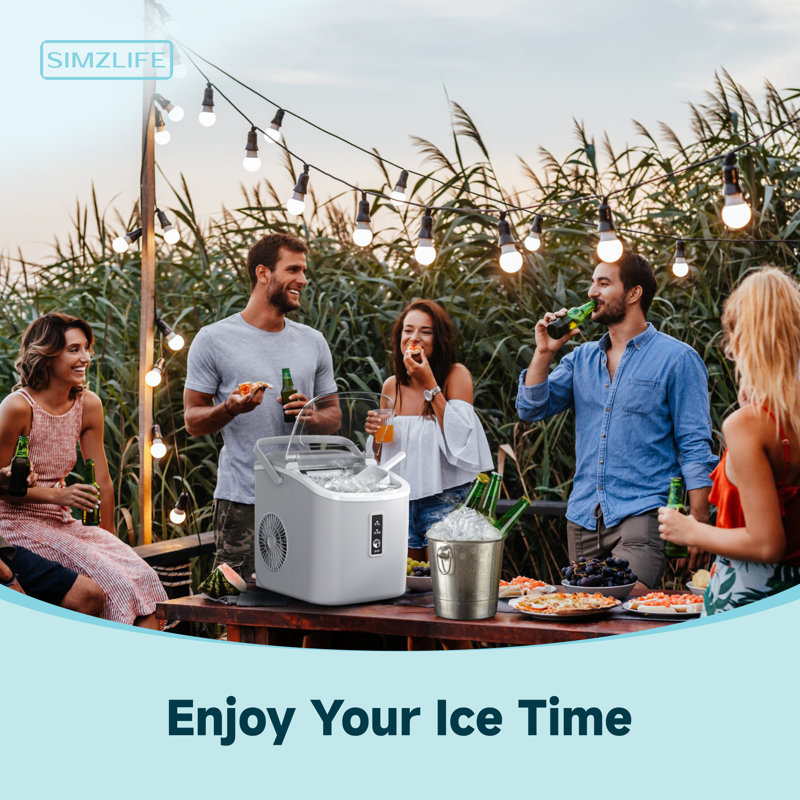 Simzlife 26Lbs. Daily Bullet Ice Countertop Ice Maker Ice Machine With Handle,Self-Cleaning Ice Makers, 26Lbs/24H, 9 Ice Cubes Ready In 6 Mins For Home/Kitchen/Bar/RV/Party/Camping