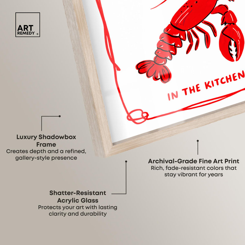 Crab Dance Shadowbox Print Retro Summer Prints par Art Remedy, H 46 po x l 37 po, Crème, crème