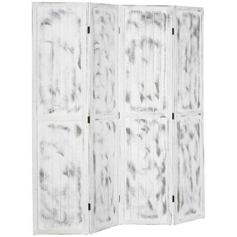 HOMCOM 5.5' 4 Panel Room Divider Folding Privacy Screen Panels, White