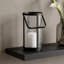 Porte-bougie de table en verre et métal 9 po transparent et noir