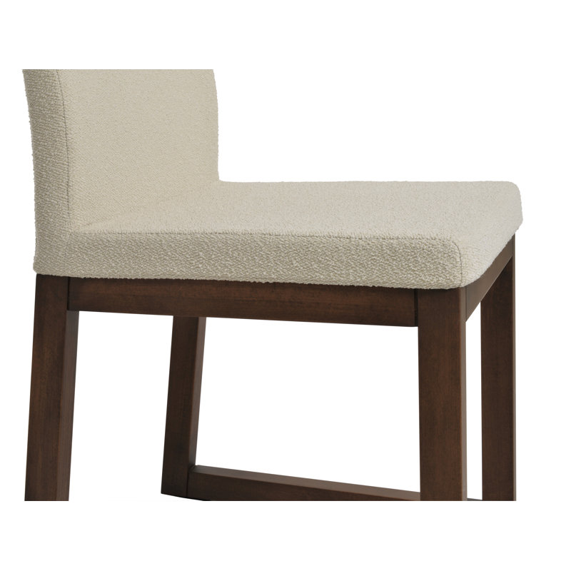 Aria Sled Wood Dining Chair, Off White Boucle