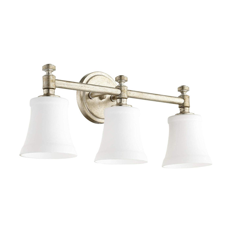 Dekker 3 - Light Dimmable Vanity Light, White, Aged Silver Leaf w/ Satin Opal