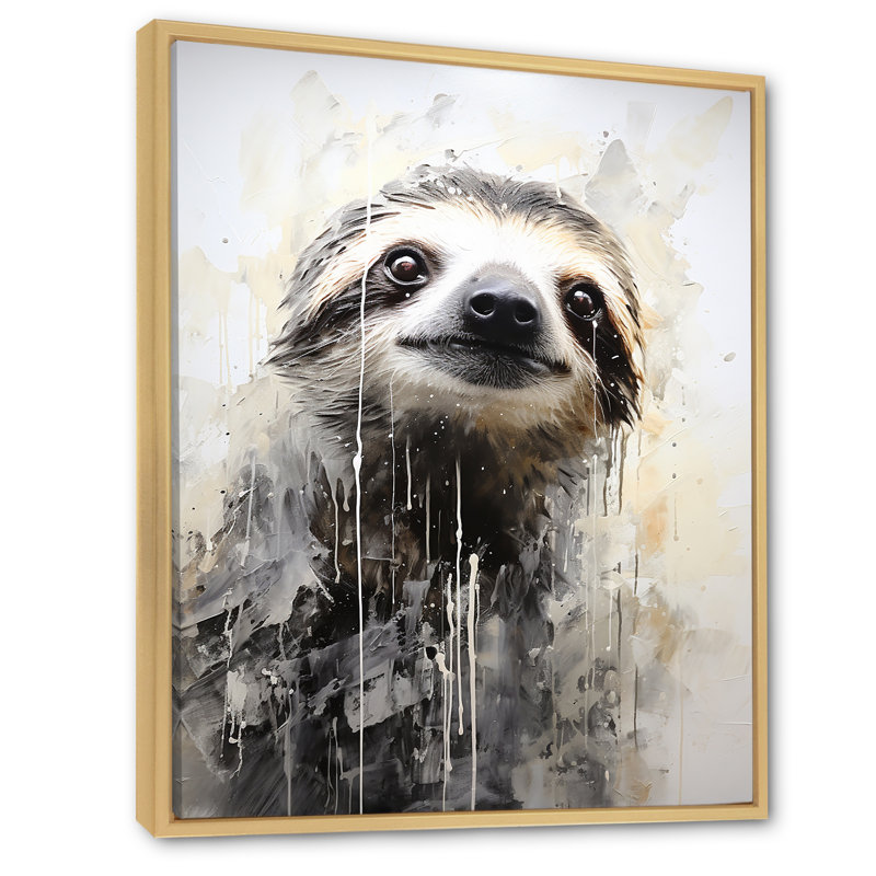 «Thoughtful Sloth II» sur toile, H 20 po x l 12 po x P 1 po, Cadre naturel flottant