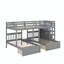 Lit superposé double au-dessus de simple et double, construit avec des sections de rangement-518452169