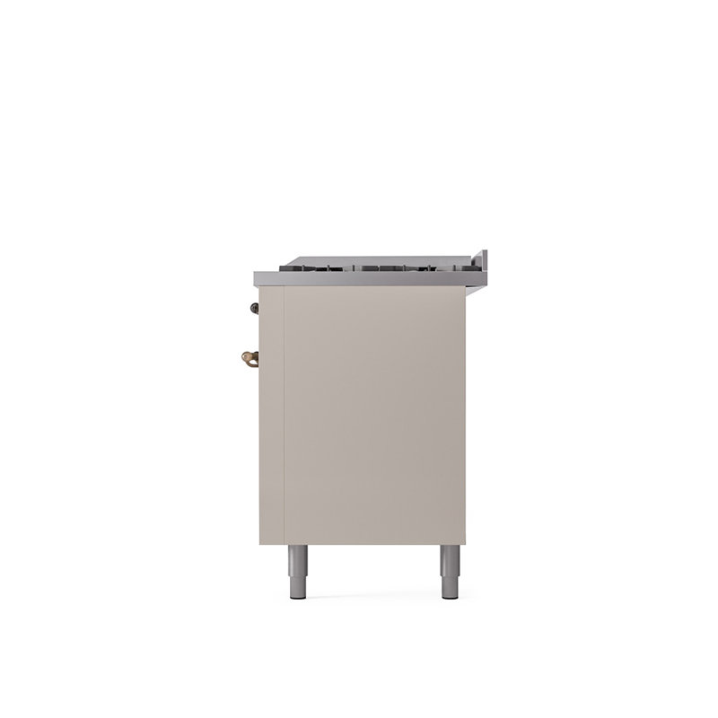 ILVE Nostalgie II 60 in Dual Fuel Range, 9 Burner, Griddle, Antique White/Burnished, Natural Gas