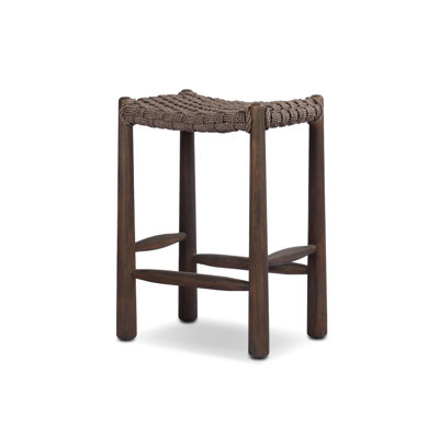 Savio Outdoor Stool-Dark Textured Woven-Counter