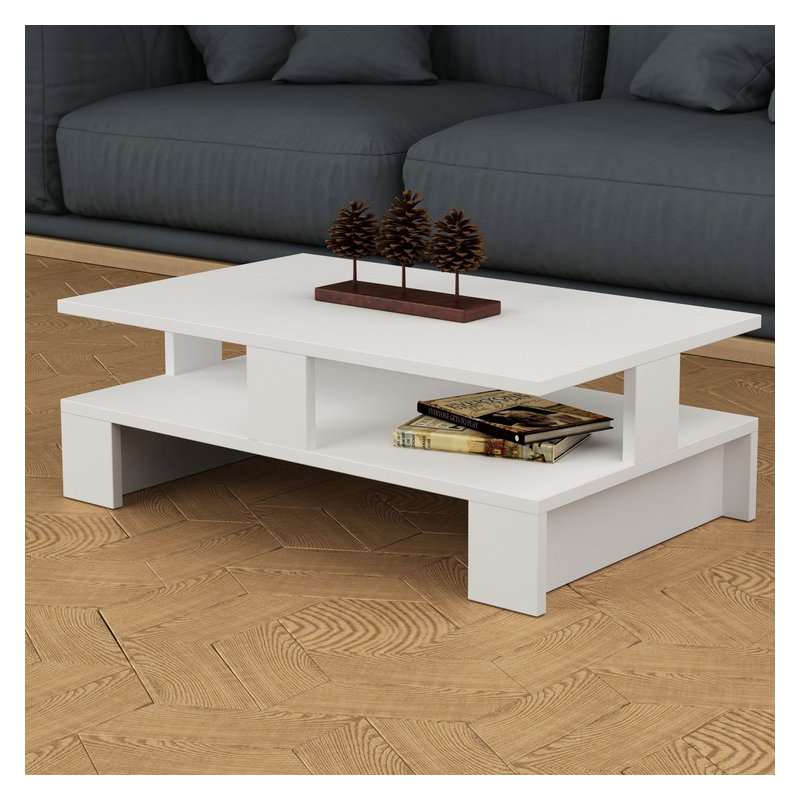 Airdrie Sled Coffee Table with Storage, White