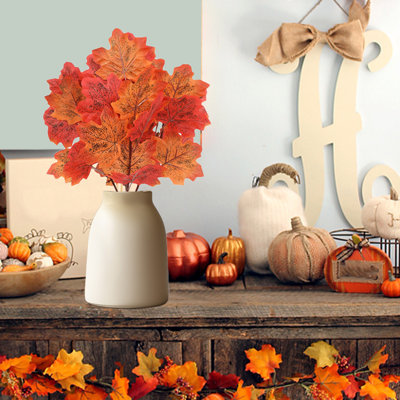 Simulation Maple Leaf Branches Fake Leaves Decorative Silk Flower Dry Branches