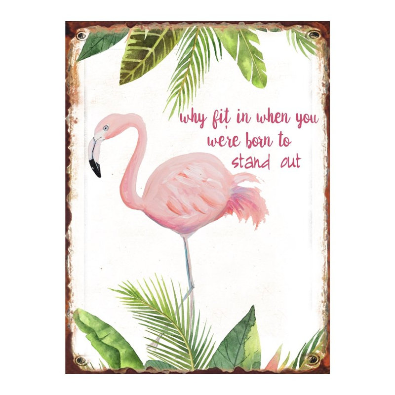 Décoration murale en métal flamant rose
