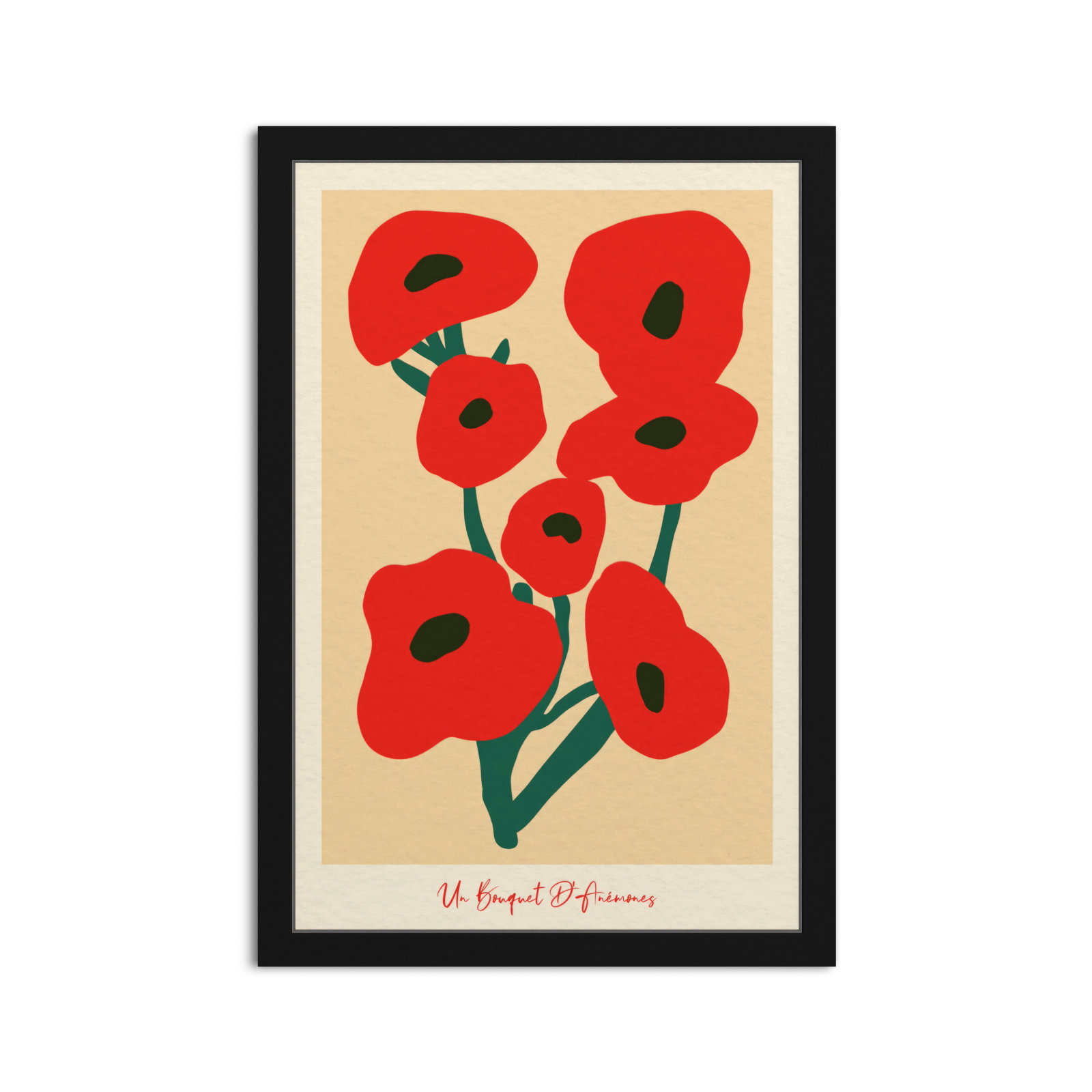 Modern Red Flower Bouquet by Oliver Gal, Black, 32" H x 22" W