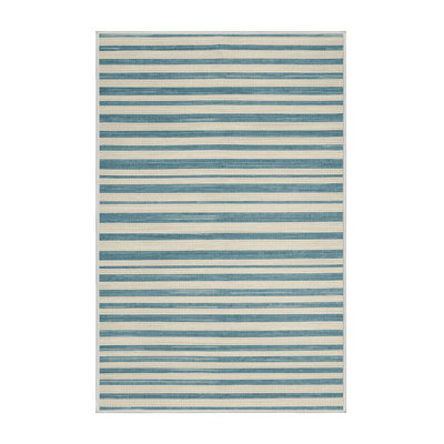  Tapis lavable rayé bleu poudre blanc