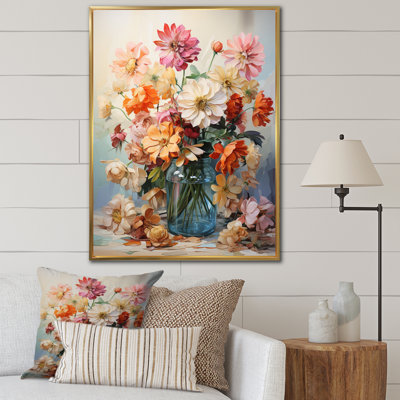 Impression romantique sur toile, Zinnias colorés II