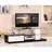 White & Black Finish Tv Stand With 1 Drawer And 2 Open Shelves For 60" Flat Displays Stand, Rectangular Design,