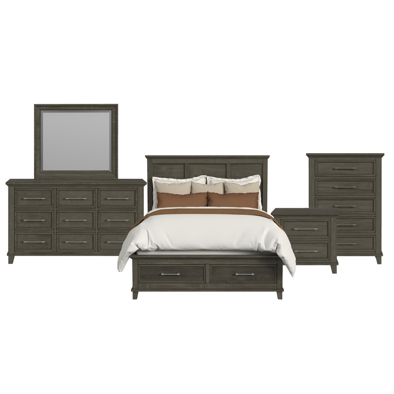 Daulton Storage 5PC Bedroom Set, Queen, Gray