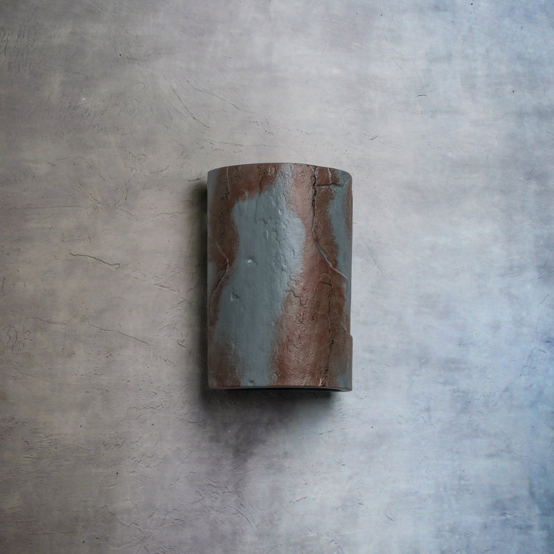 Donnice Flush Mount Ceramic Outdoor Wall Lights, LED Bulb Included, 10" H x 7" W x 4.5" D, Gray Slate