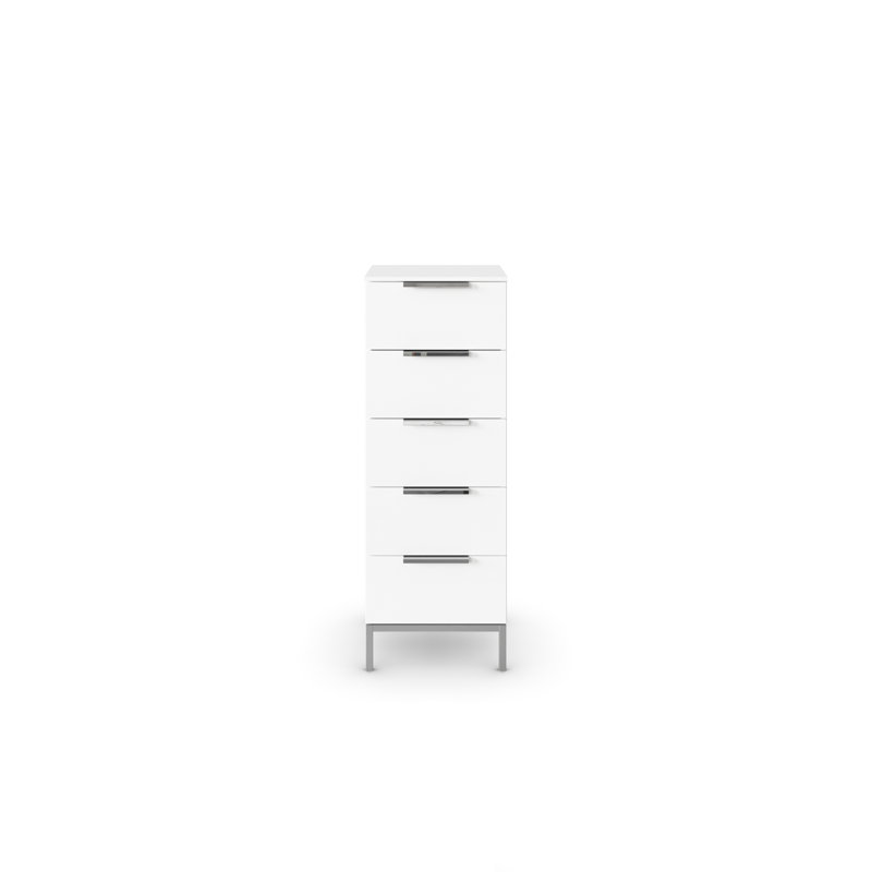Flipp 5 - Drawer Chest of Drawers, Alpine White/Chrome
