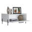 15.6" High White Coffee Table With Pull Down Cabinet And Compact Open Shelf Design Easily Accessible-1258785591