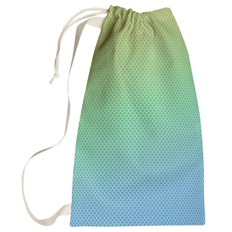 Sac à linge sirène balances, Petit (H 64 po x l 20 po x P 1,5 po), Jaune/Vert/Bleu