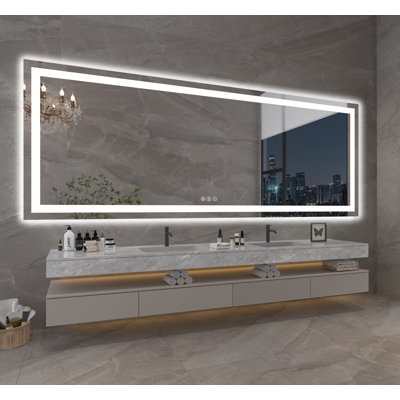Dokes Frameless Anti-Fog LED Lighted Dimmable Wall Mounted Bathroom Vanity Mirror