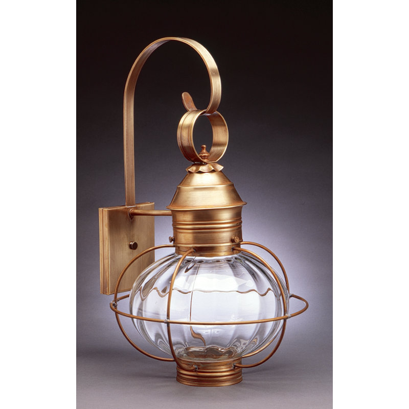 Onion 1-Light Outdoor Wall Lantern, Optic, 21" H x 12" W x 13.5" D, Antique Brass