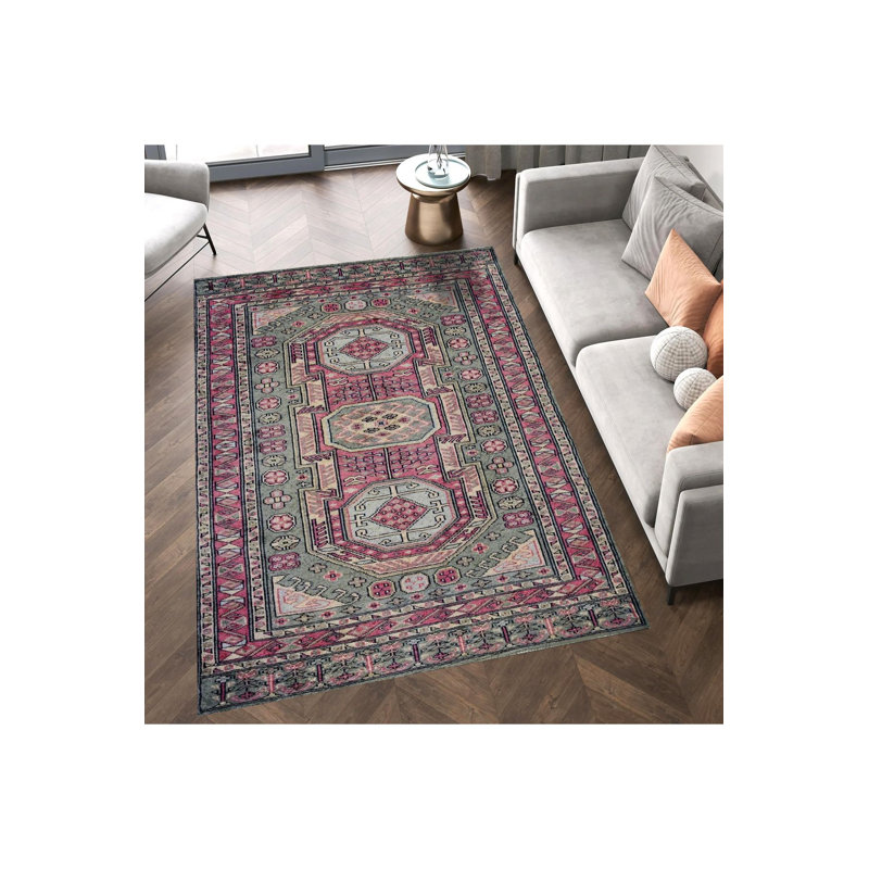 Tapis décoratif à motif traditionnel lavable en machine, Sous-tapis rectangulaire de 3 pi 3 po x 4 pi 11 po