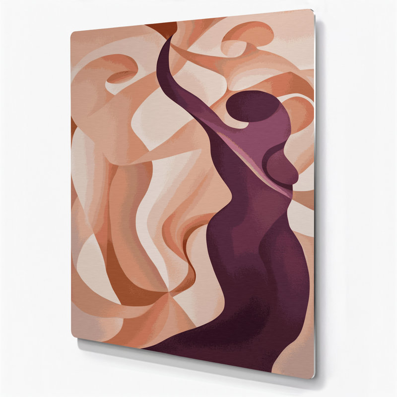 Art mural abstrait en métal beige 38, H 11 po x l 14 po