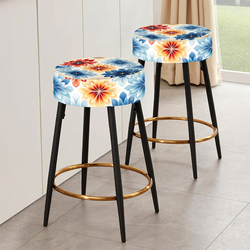 Motif floral marocain marocain - ensemble de 2 tabourets de bar botaniques