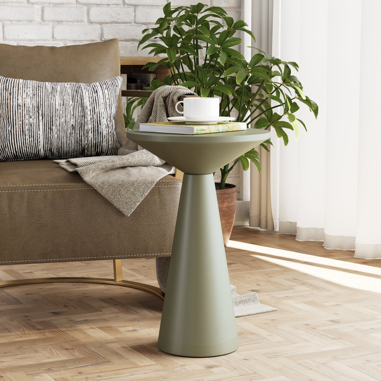 Bozovich Solid Wood End Table, Dark Green, 19.5" H x 13.5" W x 13.5" D