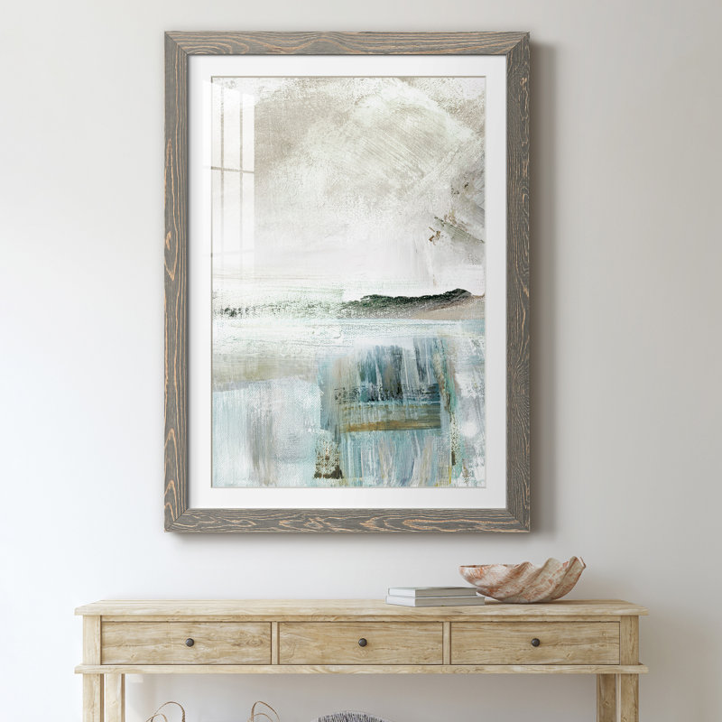 Summer Teal II - peinture encadrée, H 44 po x l 31 po x P 1 po, gris