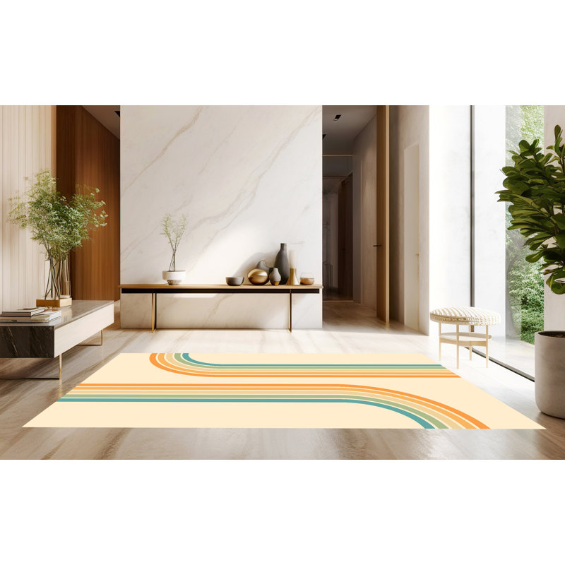 Birmadevi Vinyl Machine Printed Area Rug, Rectangle 3'8.1" x 6'6.7"