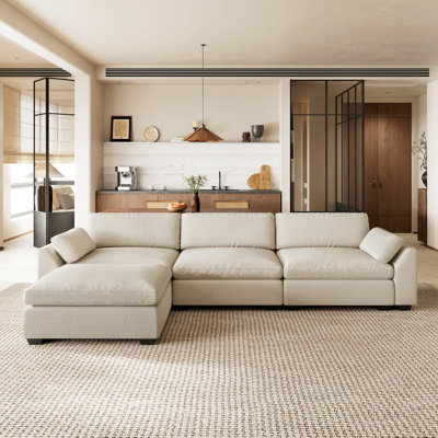 Chenille Waterproof 3-Seat Sofa with Removable Ottoman